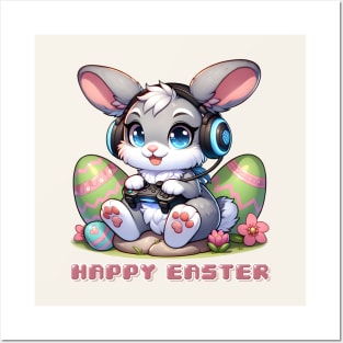 Happy Easter Gamer Bunny Posters and Art